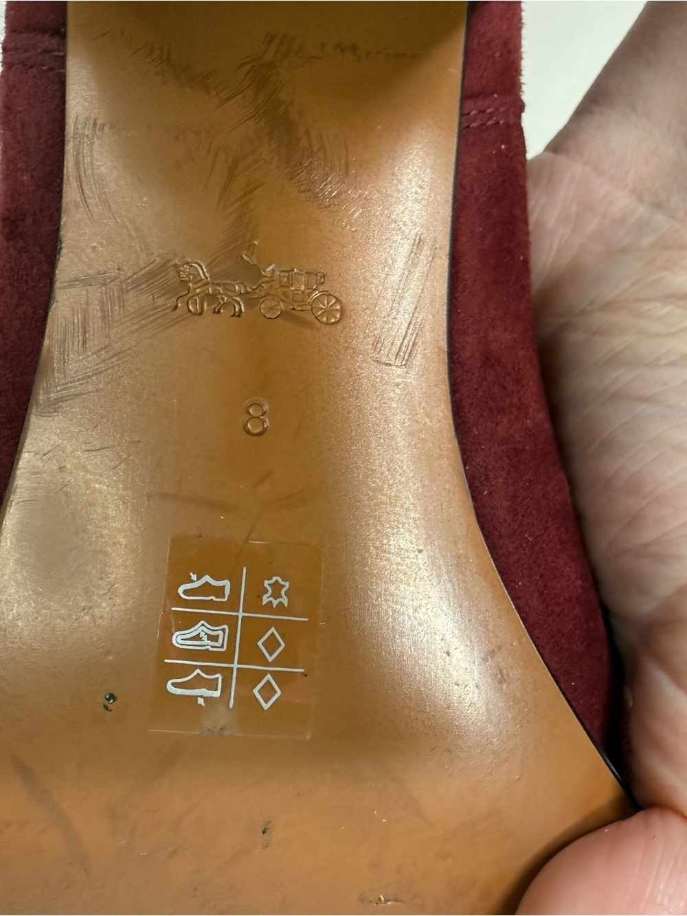 COACH | Ankle Slip On Suede Bootie Boots Shoes In Wine Burgundy Sz. 8 - Picture 6 of 7